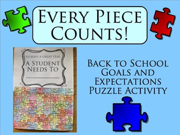 Preview of Every Piece Counts! Back to School Goals and Expectations Puzzle Activity