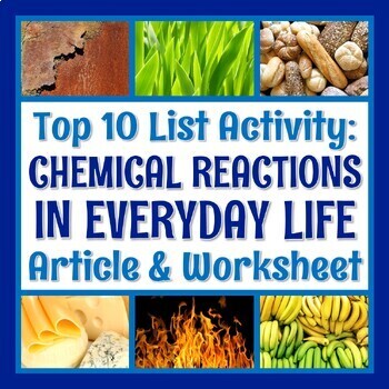 Preview of Everyday Chemical Reactions Reading Article and Worksheet