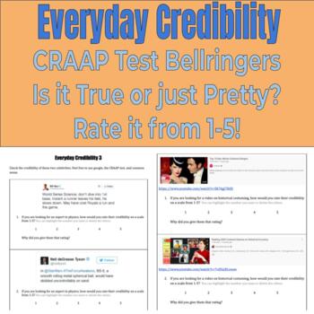 Preview of Everyday Credibility: CRAAP Test Bellringers