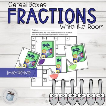 Preview of Everyday Fractions Cereal Boxes Math Write the Room Activity LOW PREP