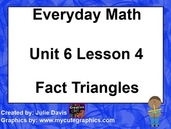 Preview of Everyday Math 1st Grade 6.4 Fact Trianges