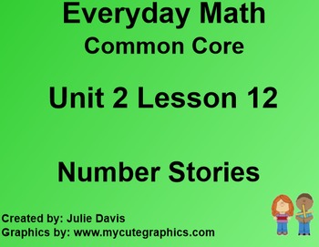 Preview of Everyday Math 4 Common Core Edition Kindergarten 2.12 Number Stories