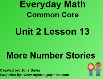 Preview of Everyday Math 4 Common Core Edition Kindergarten 2.13 More Number Stories
