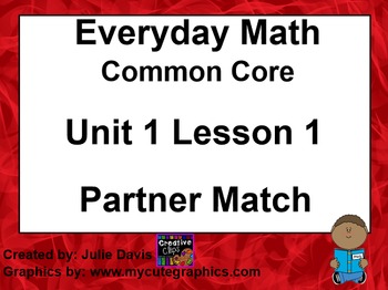 Preview of Everyday Math 4 EDM4 Common Core Edition Kindergarten 1.1 Partner Match