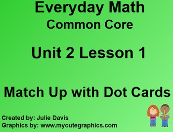 Preview of Everyday Math 4 EDM4 Common Core Edition Kindergarten 2.1 Match Up Dot Cards