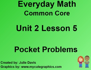 Preview of Everyday Math 4 EDM4 Common Core Edition Kindergarten 2.5 Pocket Problems