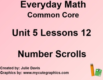 Preview of Everyday Math 4 EDM4 Common Core Edition Kindergarten 5.12 Number Scrolls