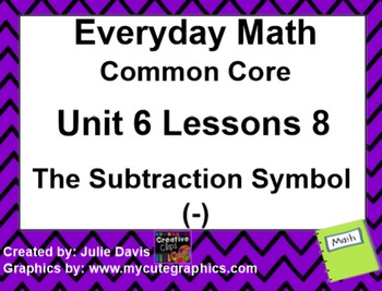 Preview of Everyday Math 4 EDM4 Common Core Edition Kindergarten 6.8 The Subtraction Symbol