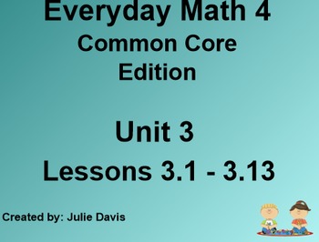 Preview of Everyday Math 4 EDM4 Common Core Edition Kindergarten Unit 3 Bundle