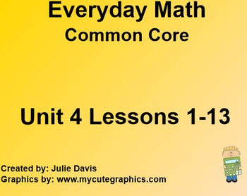 Preview of Everyday Math 4 EDM4 Common Core Edition Kindergarten Unit 4 Bundle