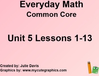 Preview of Everyday Math 4 EDM4 Common Core Edition Kindergarten Unit 5 Bundle