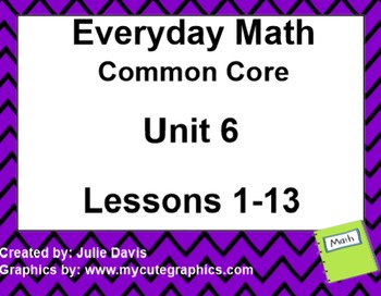Preview of Everyday Math 4 EDM4 Common Core Edition Kindergarten Unit 6 Bundle
