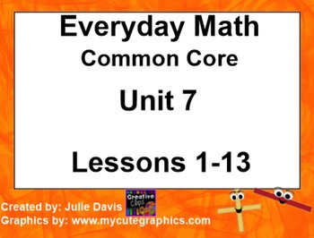 Preview of Everyday Math 4 EDM4 Common Core Edition Kindergarten Unit 7 Bundle