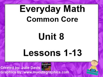 Preview of Everyday Math 4 EDM4 Common Core Edition Kindergarten Unit 8 Bundle