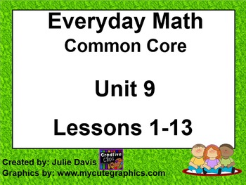 Preview of Everyday Math 4 EDM4 Common Core Edition Kindergarten Unit 9 Bundle