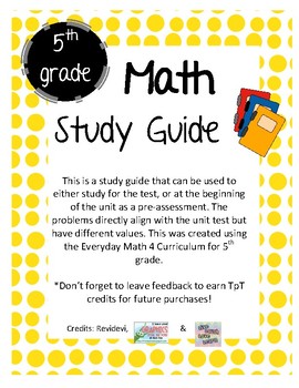 Preview of Everyday Math Grade 5 Unit 3 Study Guide