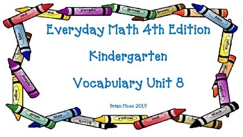 Preview of Everyday Math 4th Edition Kindergarten Vocabulary Unit 8
