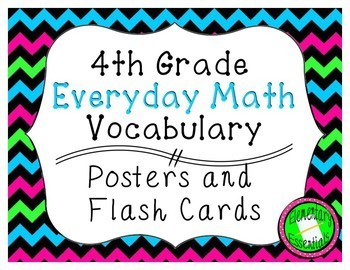 Preview of 4th Grade Everyday Math Vocabulary Posters & Flash Cards - ALL UNITS BUNDLE
