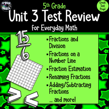 Preview of Everyday Math 5th Grade Unit 3 Review/Test Prep/Study Guide