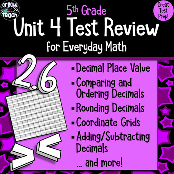 Preview of Everyday Math 5th Grade Unit 4 Review/Test Prep/Study Guide