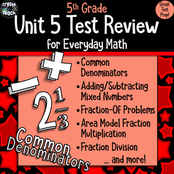 Preview of Everyday Math 5th Grade Unit 5 Review/Test Prep/Study Guide