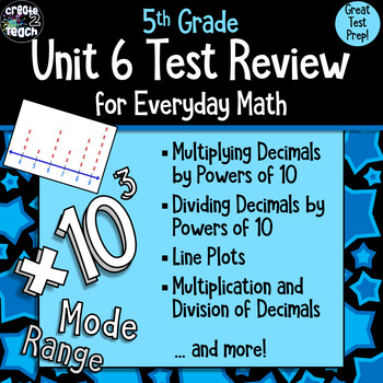 Preview of Everyday Math 5th Grade Unit 6 Review/Test Prep/Study Guide