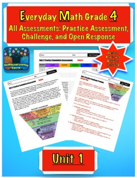 Preview of Everyday Math (EM4) 4th grade Unit 1 All Assessments - Free Digital Rubrics