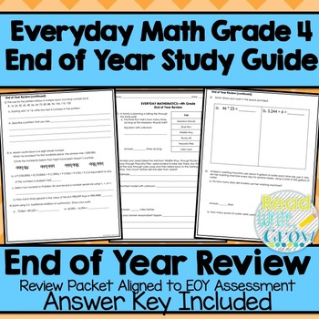Preview of Everyday Math - End of Year Review & Study Guide {Grade 4}