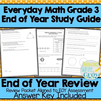 Preview of Everyday Math - End of Year Review & Study Guide {Grade 3}