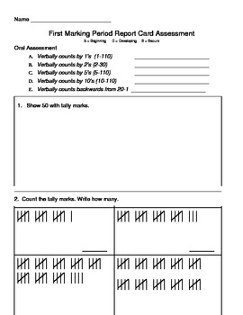 Preview of Everyday Math First Grade Assessment Packet