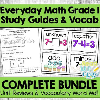 Preview of Everyday Math Grade 1-Study Guides & Vocabulary Word Wall COMPLETE BUNDLE