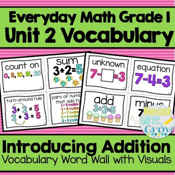 Preview of Everyday Math: Grade 1-Unit 2 {Vocabulary Word Wall}