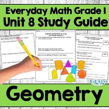 Preview of Everyday Math Grade 1 Unit 8 Study Guide/Review {Geometry}