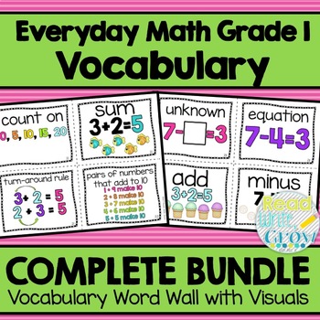 Preview of Everyday Math Grade 1 Vocabulary Word Wall {BUNDLE}