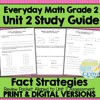 Preview of Everyday Math Grade 2 Unit 2 Study Guide/Review {Fact Strategies} DIGITAL