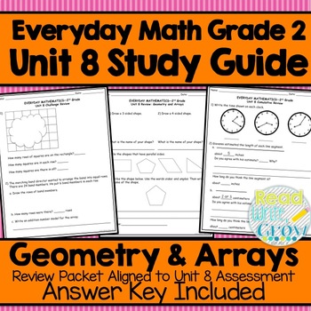 Preview of Everyday Math Grade 2 Unit 8 Study Guide/Review {Geometry & Arrays}