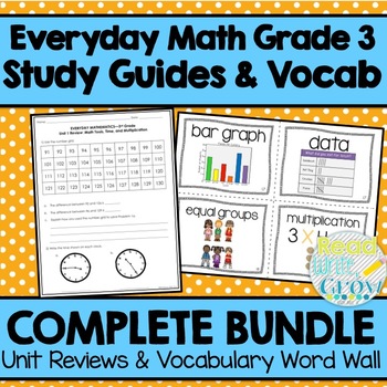 Preview of Everyday Math Grade 3-Study Guides & Vocabulary Word Wall *BUNDLE*