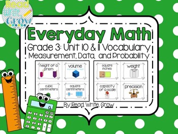 Preview of Everyday Math: Grade 3-Unit 10 and 11 {Vocabulary Word Wall}