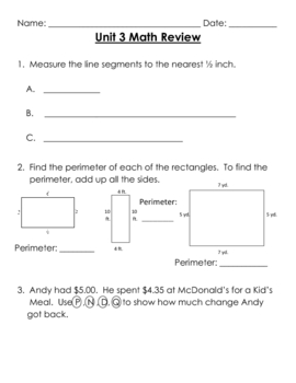 everyday math grade 3 unit 3 review worksheet by brooke beverly