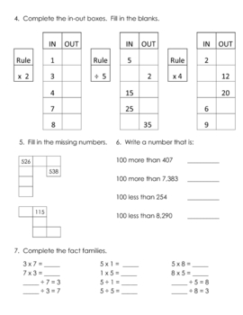 Everyday Math, Grade 3, Unit 4 Review Worksheet by Brooke Beverly