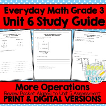 Preview of Everyday Math Grade 3 Unit 6 Review/Study Guide {More Operations} PAPER&DIGITAL