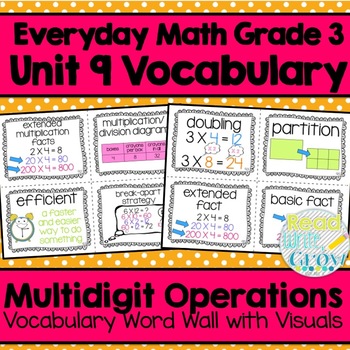 Preview of Everyday Math: Grade 3-Unit 9 {Vocabulary Word Wall}