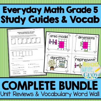 Preview of Everyday Math Grade 5-Study Guides & Vocabulary Word Wall *BUNDLE*