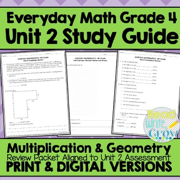 Preview of Everyday Math Grade 4 Unit 2 Review {Multiplication & Geometry}
