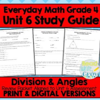 Preview of Everyday Math Grade 4 Unit 6 Review {Division & Angles} DIGITAL & PAPER