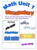 Everyday Math Grade 5 Unit 1 vocabulary Poster