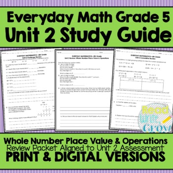 Preview of Everyday Math Grade 5 Unit 2 Review {Whole Number Place Value & Operations}