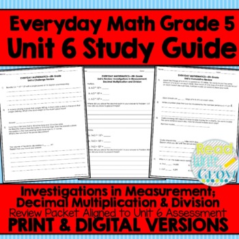 Preview of Everyday Math Grade 5 Unit 6 Review {Measurement; Decimal Operations} DIGITAL