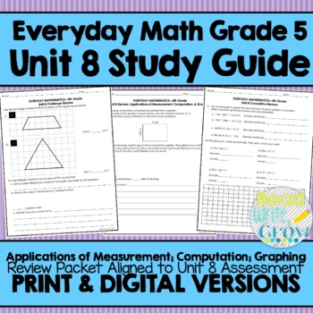 Preview of Everyday Math Grade 5 Unit 8 Review {Applications of Measurement; Computation}