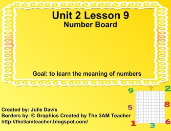 Preview of Everyday Math Kindergarten 2.9 Number Board